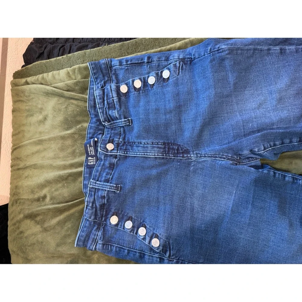 Gap High Rise Universal Legging Jeans Dark Wash Sailor Button Blue Womens 18/34R